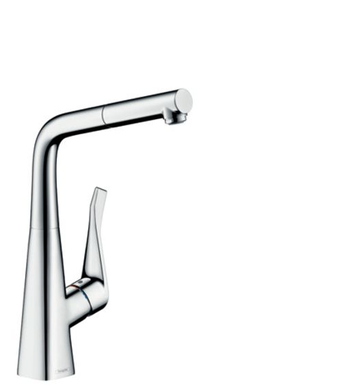 Hansgrohe-HG-Spueltischmischer-320-Metris-M71-Ausziehauslauf-1jet-sBox-chrom-73812000 gallery number 1